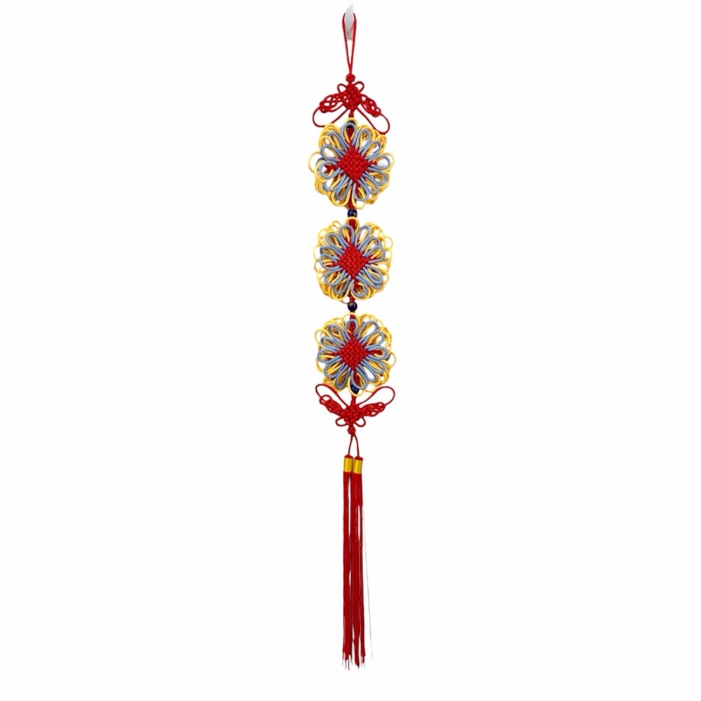 Chinese Knot Good Luck Red Gold Blue Hanging Ornament